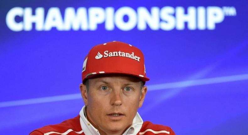 Scuderia Ferrari's driver Kimi Raikkonen holds a press conference ahead of the Belgian Formula One Grand Prix at the Spa-Francorchamps circuit in Spa on August 24, 2017