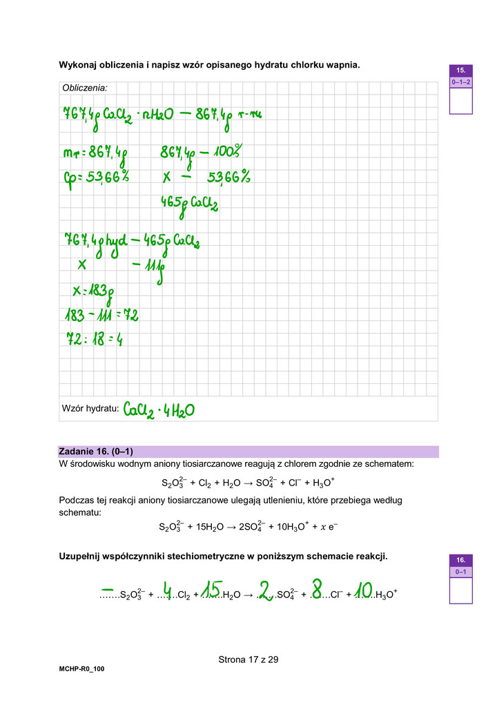 Rozszerzona matura z chemii 2023 - rozwiązanie zad. 15 i 16