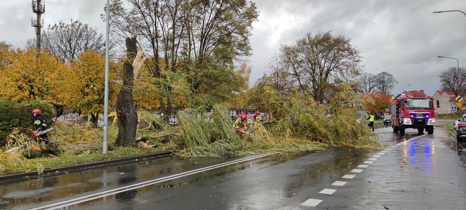 Zerwane linie energetyczne, uszkodzone pojazdy i powolne drzewa. Nad regionem przechodzi wichura