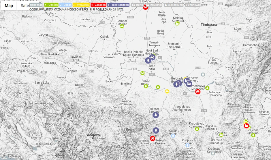 I u ostalim gradovima u našoj zemlji primetno je alarmantno zagađenje vazduha