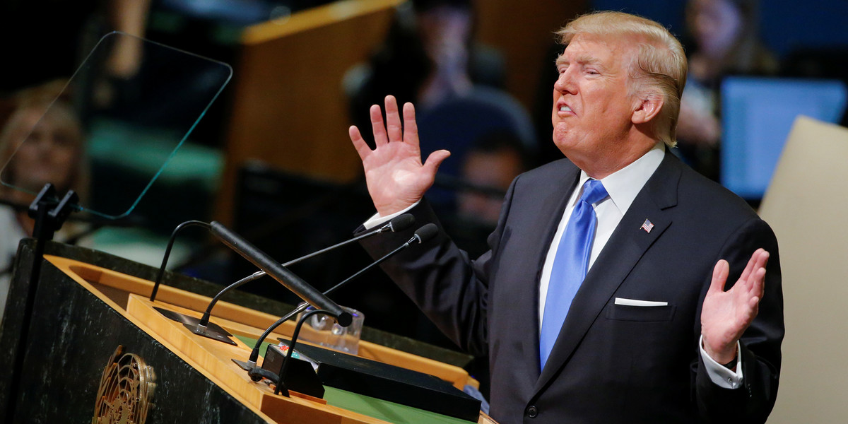 President Donald Trump addressing the 72nd United Nations General Assembly at the UN headquarters in New York.