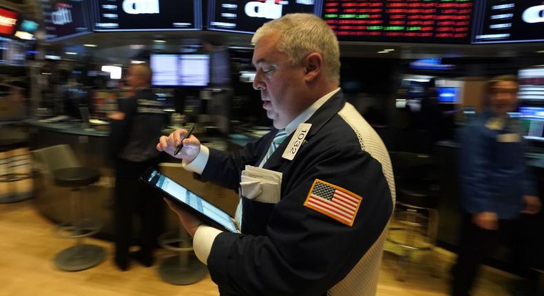 Traders on the floor react before the opening bell on the New York Stock Exchange on March 9, 2020 in New York.Timothy Clary/AFP/Getty Images