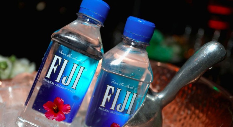 Fiji water on display at a celebration of music with Republic Records, in partnership with Absolut and Pryma, at Catch LA on February 12, 2017 in West Hollywood, California.