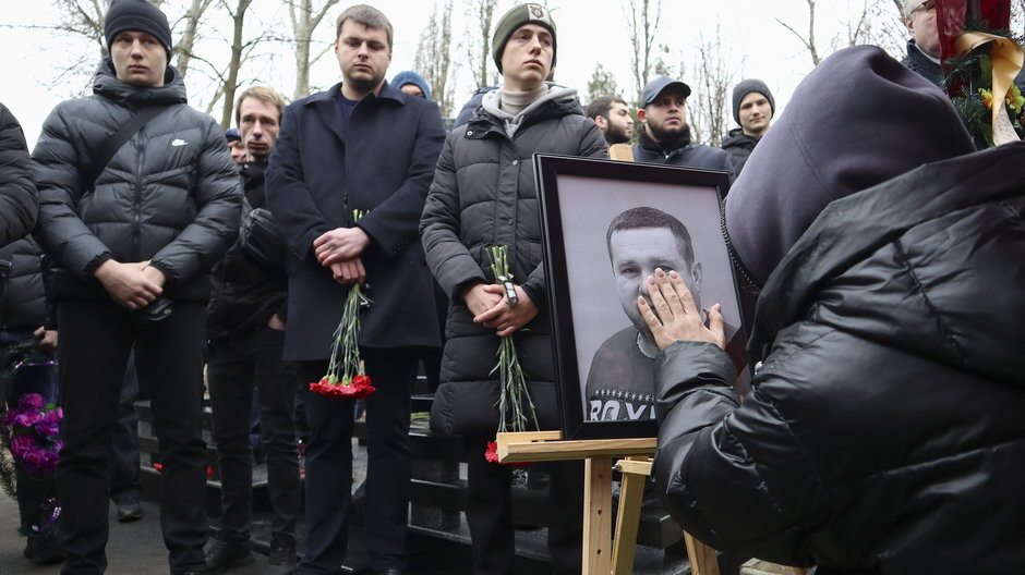 Pogrzeb zabitego w ataku na blok mieszkalny w Dnieprze