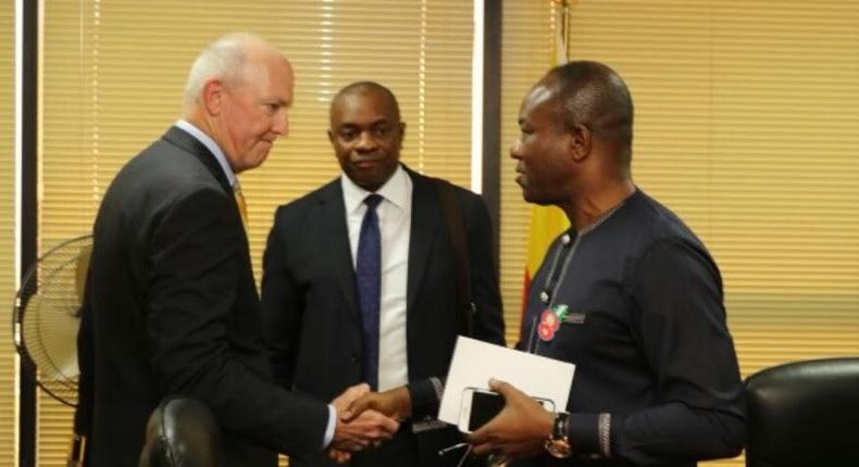 Nigeria's Minister of State for Petroleum, Dr Ibe Kachikwu and Exxonmobil Nigeria MD, Nolan A, O'Neal.