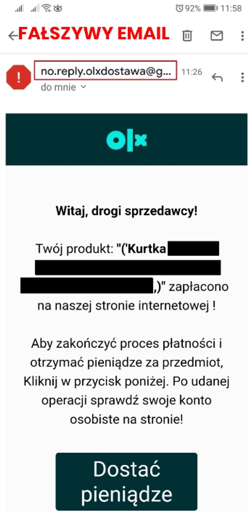 Fałszywy email 