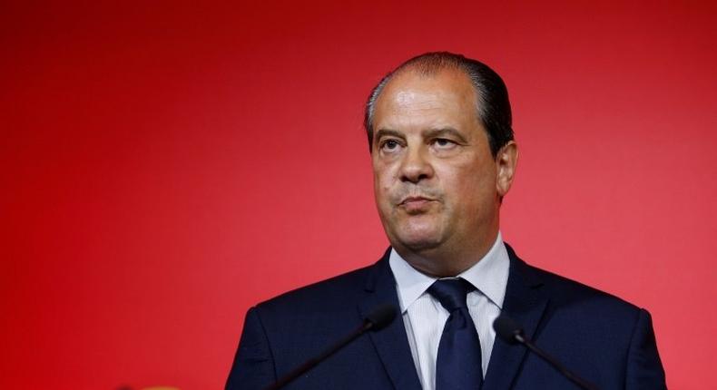 French Socialist Party First Secretary Jean-Christophe Cambadelis gives a speech after the polls closed in the first round of France's legislative elections on June 11, 2017