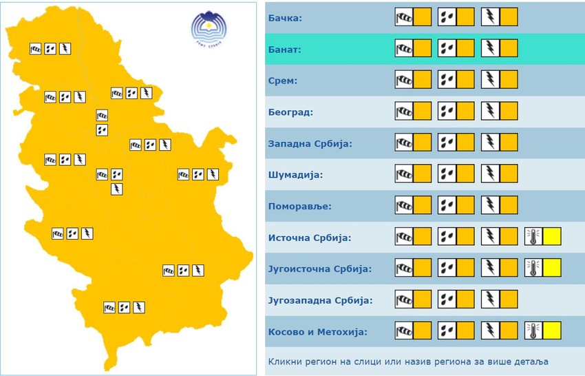 Na snazi žuti meteoalarm za celu zemlju