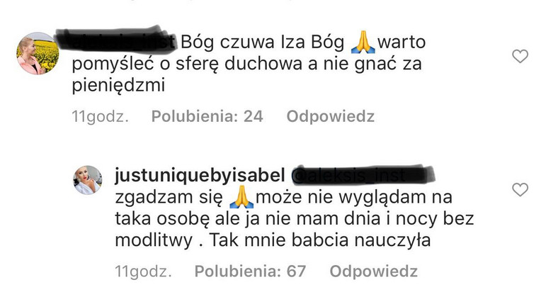 Pozytywny komentarz od jednej z obserwatorek celebrytki