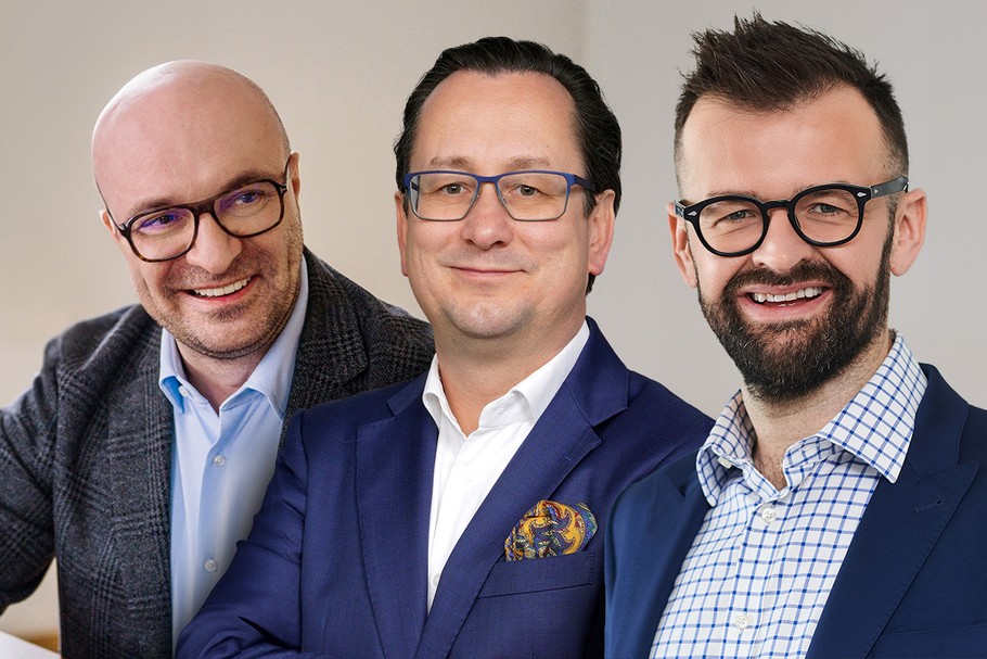 Od lewej: Emil Zalewski, partner MAZE Legal, Rafał Lorek, członek zarządu firmy PORT, butikowego dewelopera oraz Wojciech Mach, CEO GFT