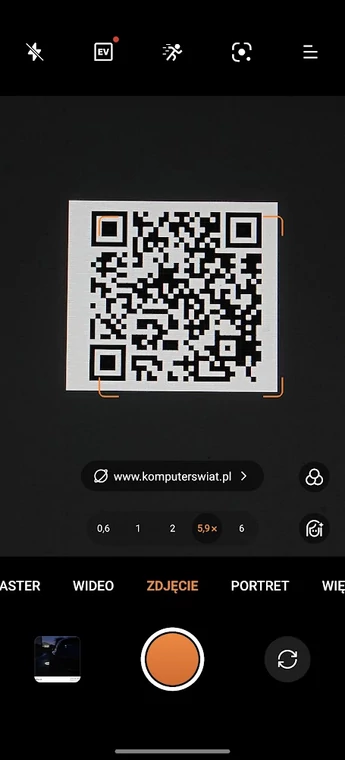 Przykładowy kod QR - funkcja odczytu adresu przed przejściem pod link ukryty w kodzie