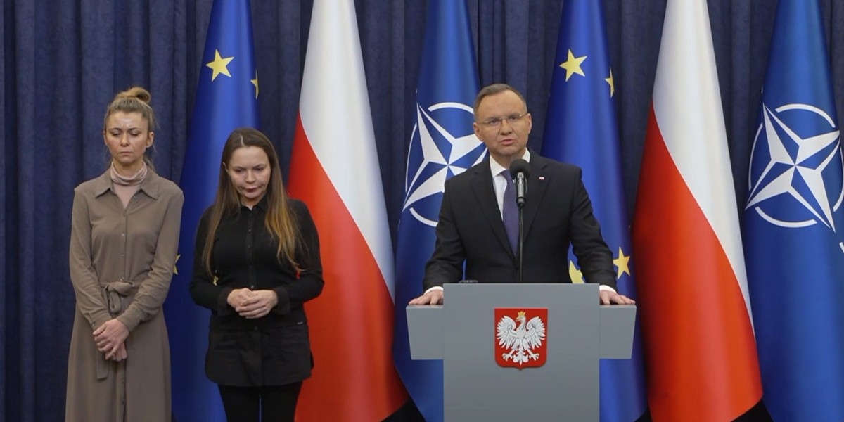 Roma Wąsik, Barbara Kamińska i prezydent Andrzej Duda.