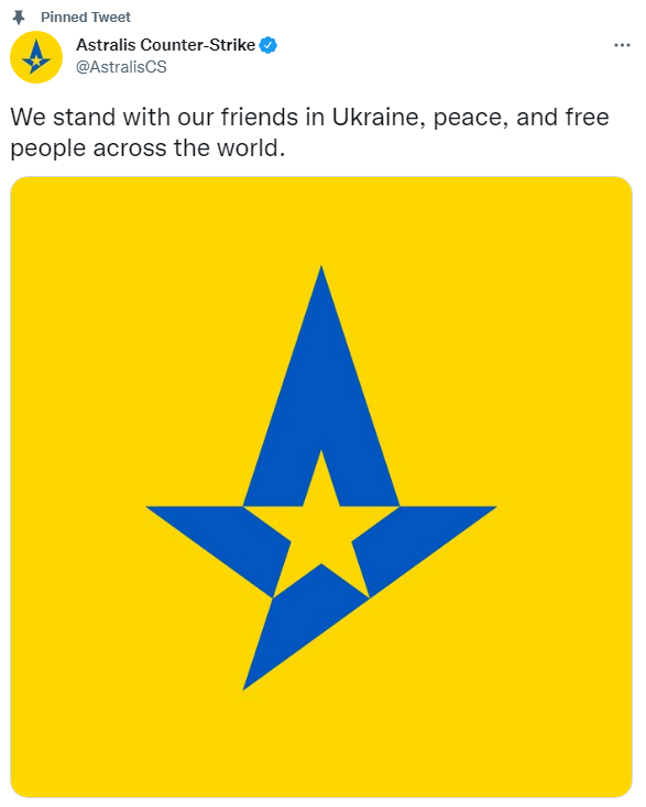 Astralis vyjadrili podporu Ukrajine.