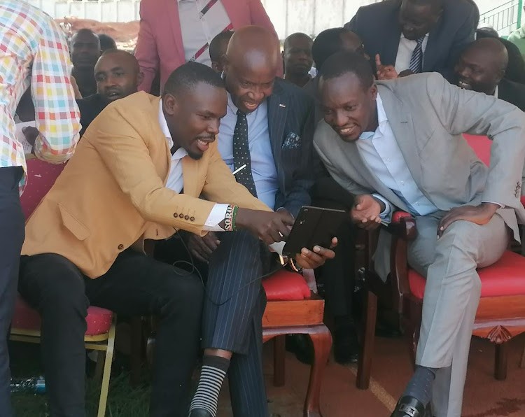 File image of Sylvanus Osoro, CS Ezekiel Machogo and Governor Simba Arati