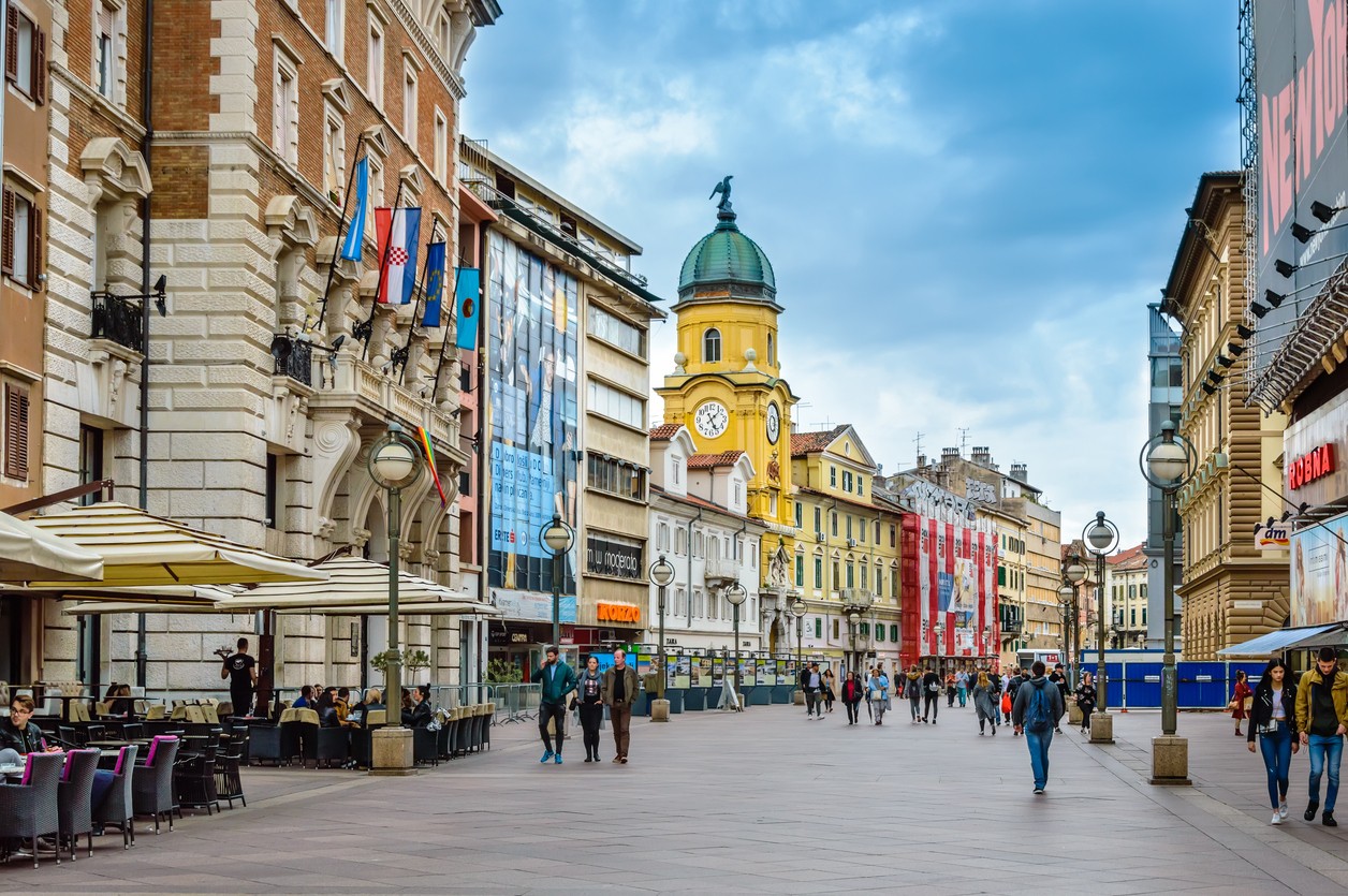 Chorvátske prístavné mesto Rijeka. 