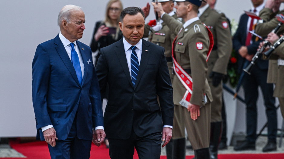 Prezydent RP Andrzej Duda (P) oraz prezydent USA Joe Biden (L)