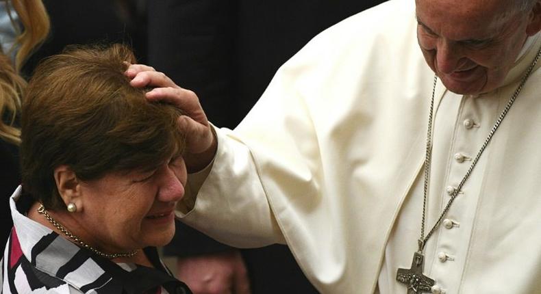 Pope Francis met with hundreds of families affected by Huntington's disease at the Vatican on May 18, 2017