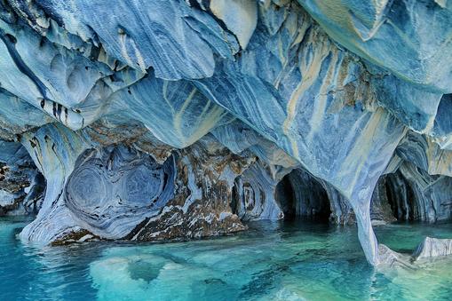 Underground lake in marble cave, Lake General Carrera, Chile