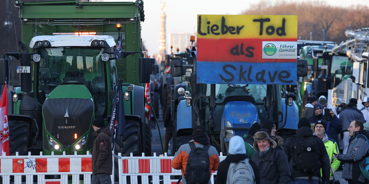 Protestujący rolnicy w Berlinie