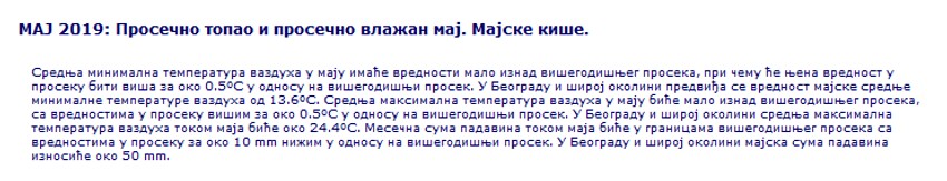 Sezonska prognoza za maj