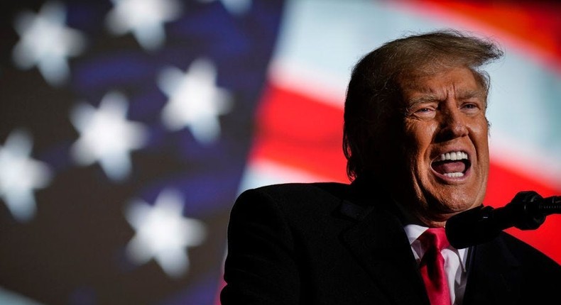 Donald Trump speaks during a rally at the Dayton International Airport on November 7, 2022 in Vandalia, Ohio.Drew Angerer/Getty Images