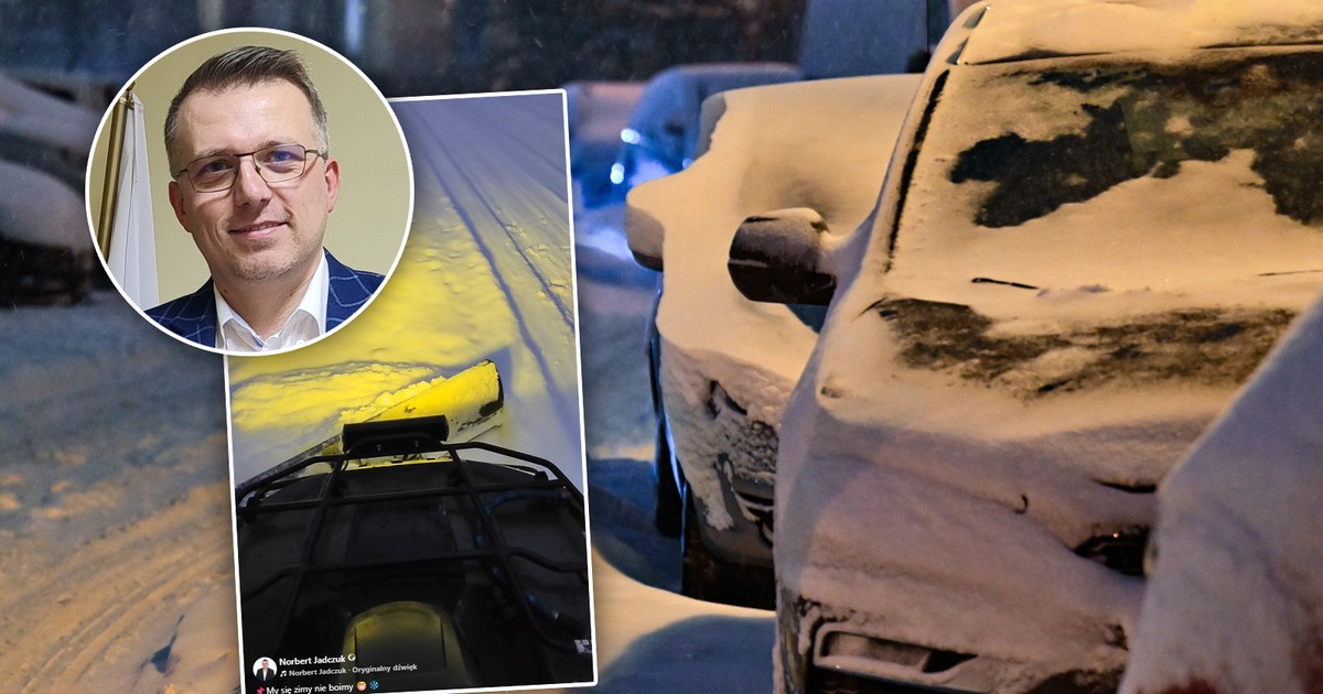 Wyczyny wójta gminy na pługu śnieżnym. Nagranie robi furorę. Czy białego puchu będzie jeszcze więcej?