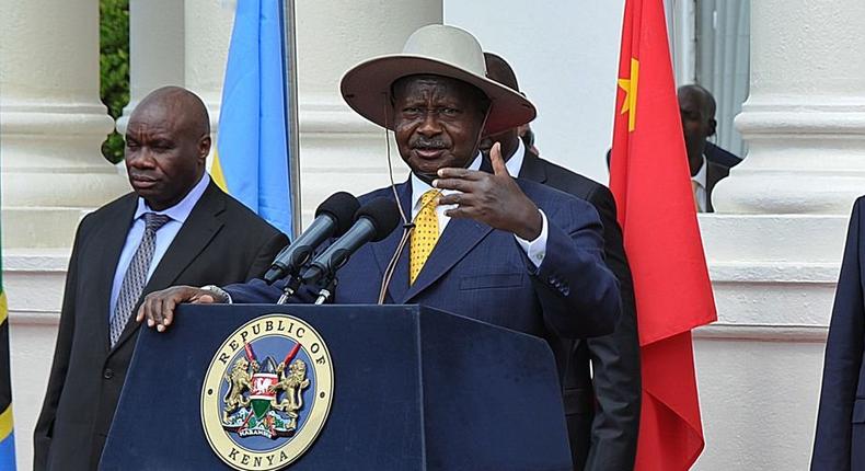 President Yoweri Museveni speaking during a past visit to State House Nairobi