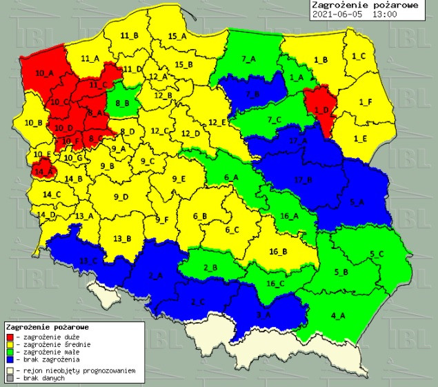 Zagrożenie pożarowe w lasach - 05.06