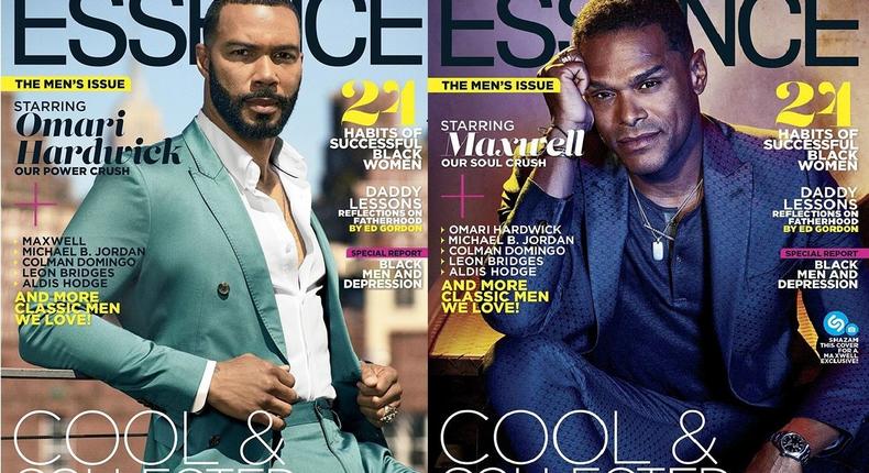 Omari Hardwick and Maxwell on the covers of Essence magazine 