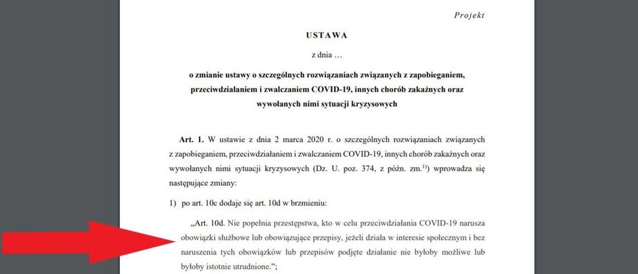 Fragment projektu nowelizacji ustawy zgłoszony przez posłów PiS