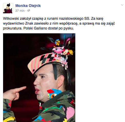 Michał Witkowski na Fashion Week, fot. Facebook Moniki Olejnik