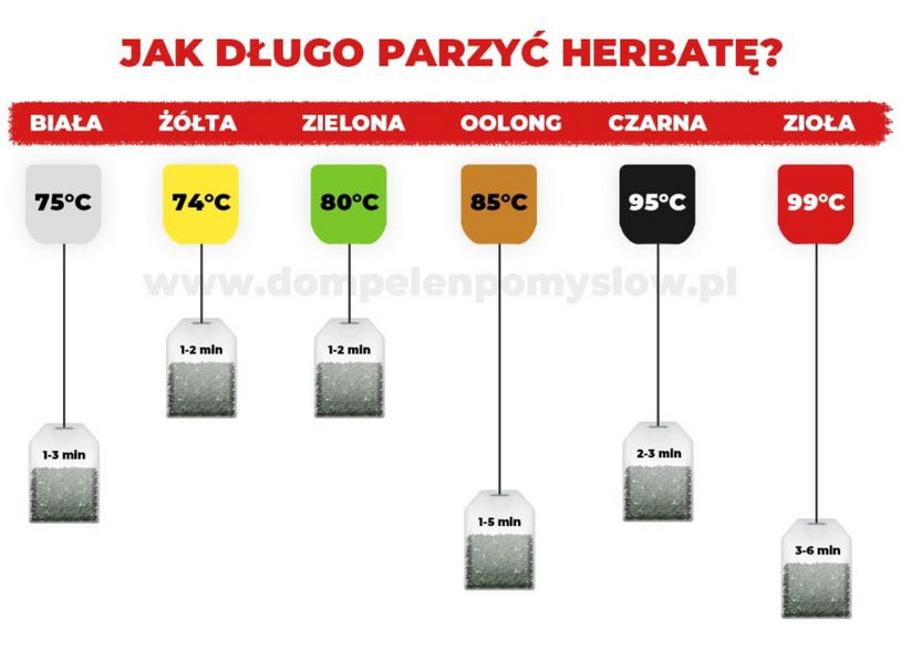 Infografika - jak długo parzyć herbatę?