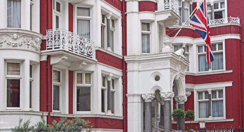 Terraced houses in Mayfair, London