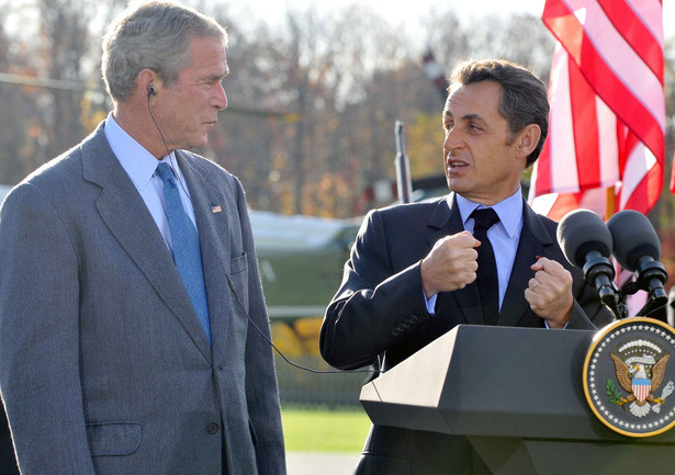 George Bush i Nicolas Sarkozy w Camp David