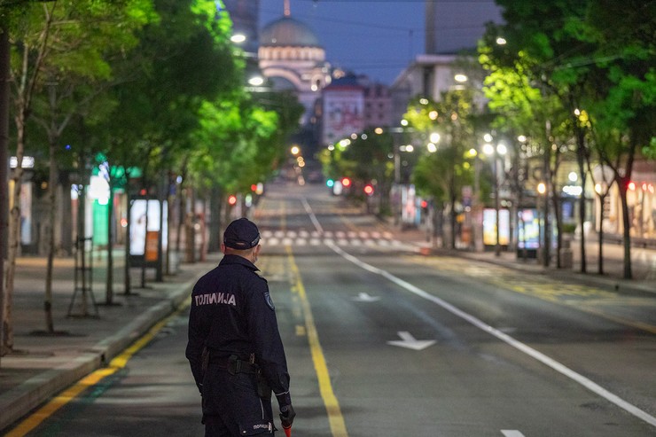 Policijski čas u Srbiji, prazne ulice u Beogradu