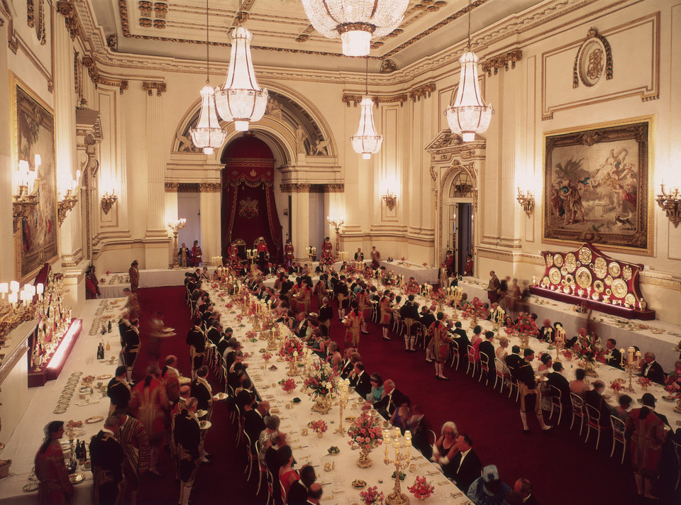 Wnętrza Pałacu Buckingham: sala bankietowa