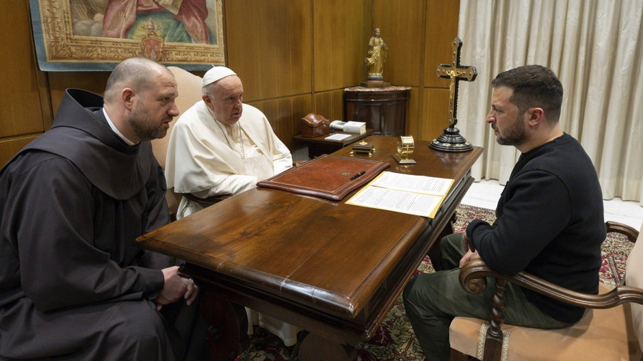 Wołodymyr Zełenski podczas spotkania z papieżem Franciszkiem