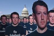 100 cutouts depicting Facebook CEO Mark Zuckerberg are placed on the East Front of the U.S Capitol- 