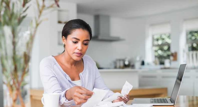 woman reviewing bills