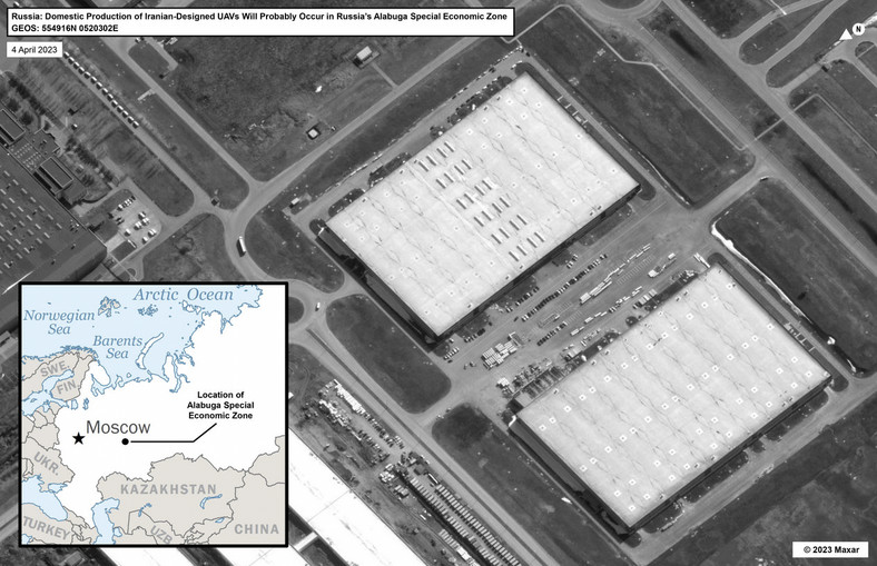 Zdjęcia satelitarne planowanej lokalizacji fabryki dronów w rosyjskiej Specjalnej Strefie Ekonomicznej Ałabuga