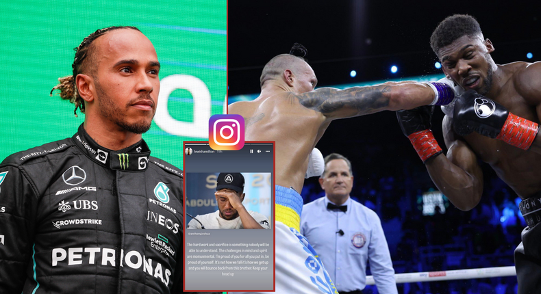 Anthony Joshua has been sent words of encouragement by Lewis Hamilton