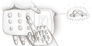 Grupa trzymająca SMS-owe loterie