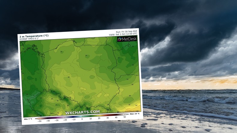 To będzie chłodny, mokry i wietrzny weekend (mapa: wxcharts.com)