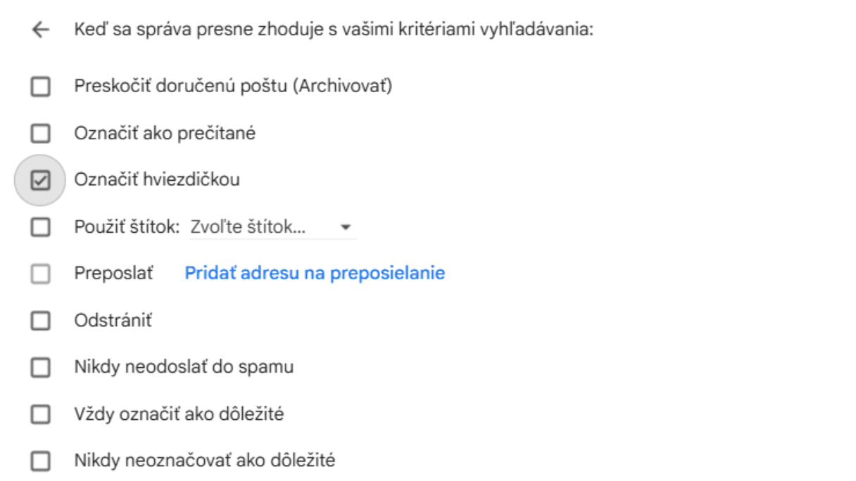 Pri vytváraní filtra zaškrtnite možnosť Použiť štítok.