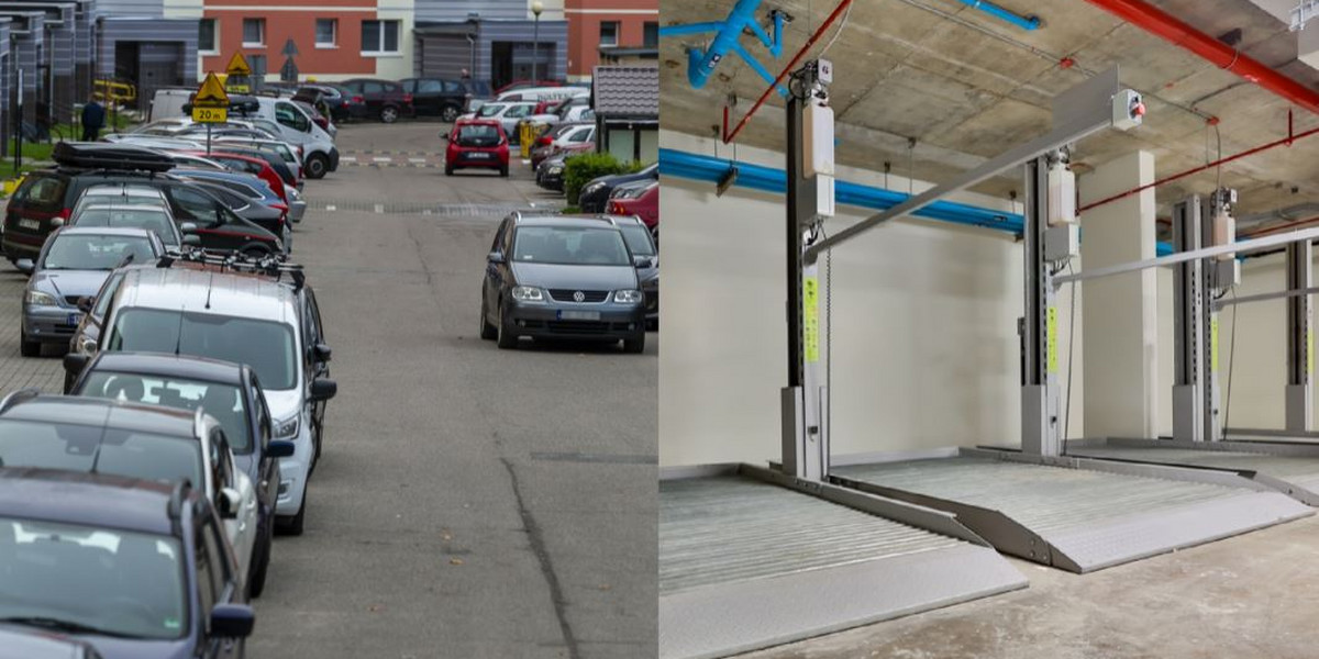 Aby zmieścić więcej miejsc na ograniczonej przestrzeni, deweloperzy mogą decydować się na montowanie platform parkingowych