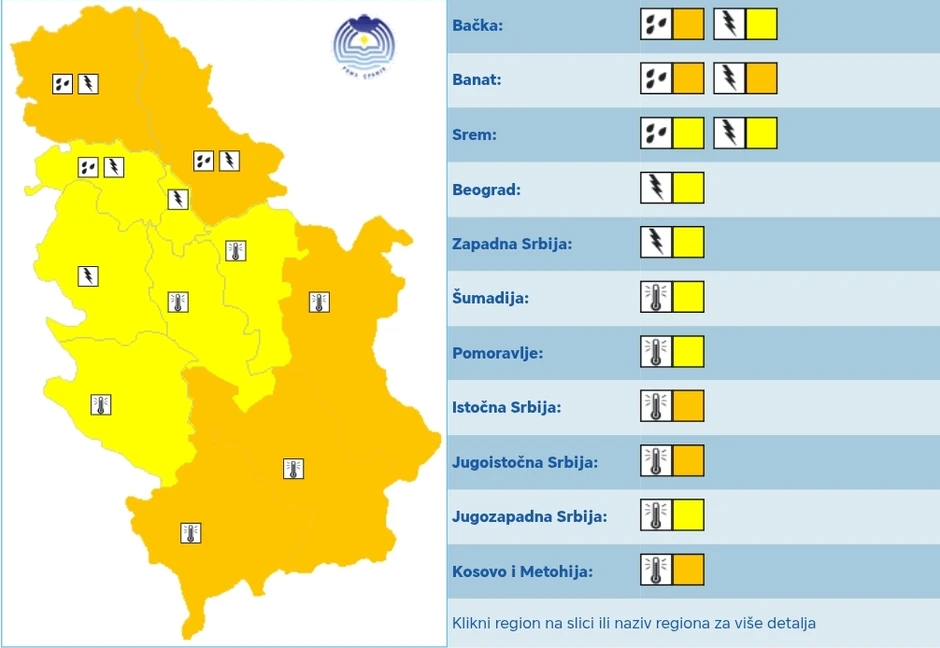 Meteoalarm za sredu 16. jul