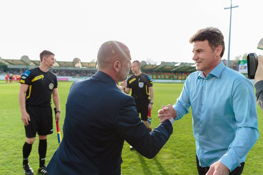 Michał Probierz (Jagiellonia Białystok) i Marek Zub (GKS Bełchatow)