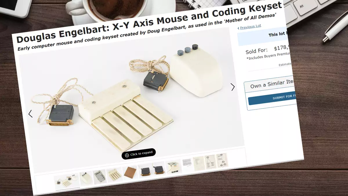 Pierwsza myszka komputerowa została sprzedana za blisko 180 tys. dol. (rrauction.com)