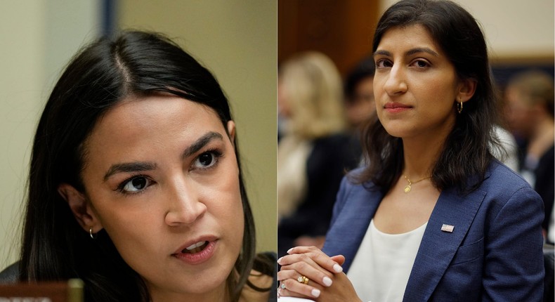 AOC said that billionaires were trying to impact Harris' choices about whether to replace Khan as FTC chair.Getty Images