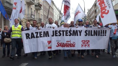 Protest przeciwko zwolnieniom w Hucie Bankowa w Dąbrowie Górniczej